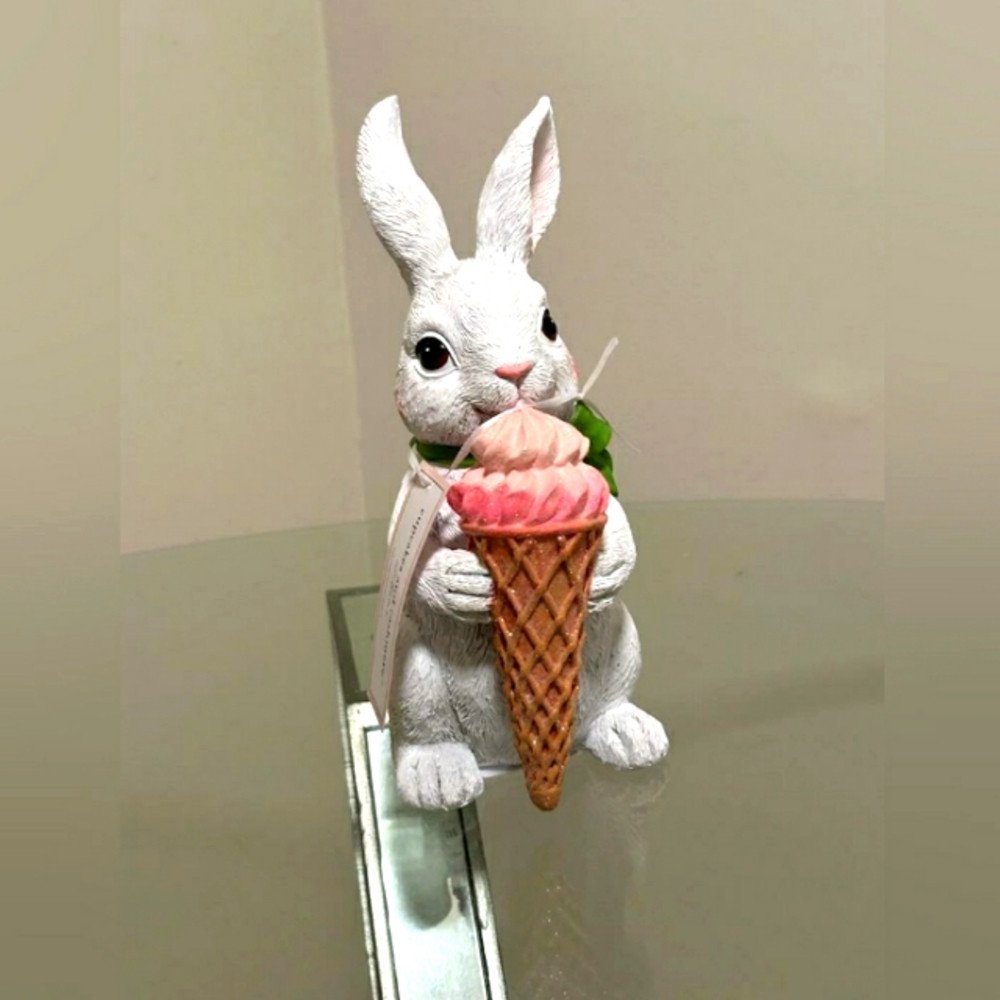 Cupcakes and cashmere Easter Bunny holding an ice cream